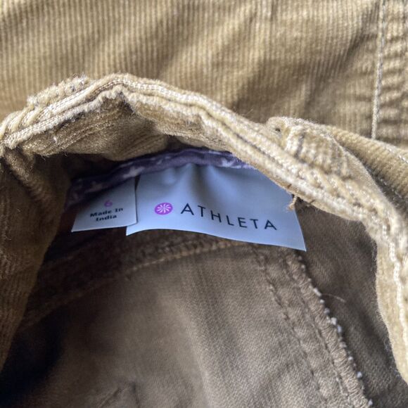 Athleta Skirt Sz 6 Kaleidoscope Corduroy Mini Mustard Olive Pockets Summer Cute - Picture 6 of 10